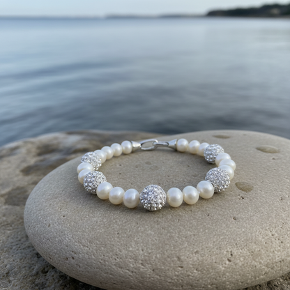 Bling Silver Pearl armband sfeerbeeld - variant achtergrond