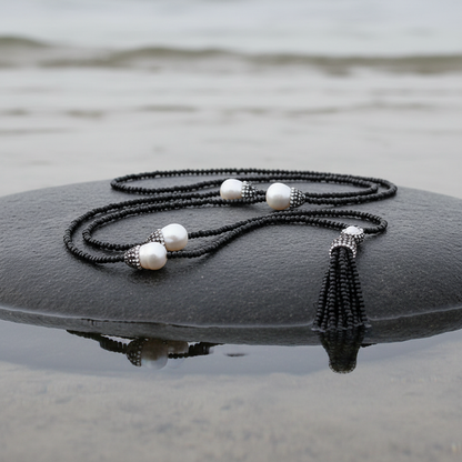 Bright Pearl Big Nut Tassel met stras parels