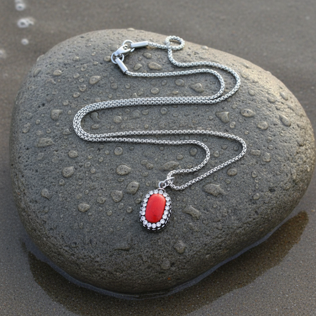 Bright Red Turquoise op natte steen