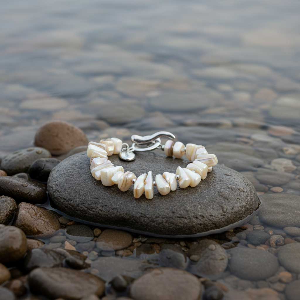 Parelmoeren armband Cube AB White