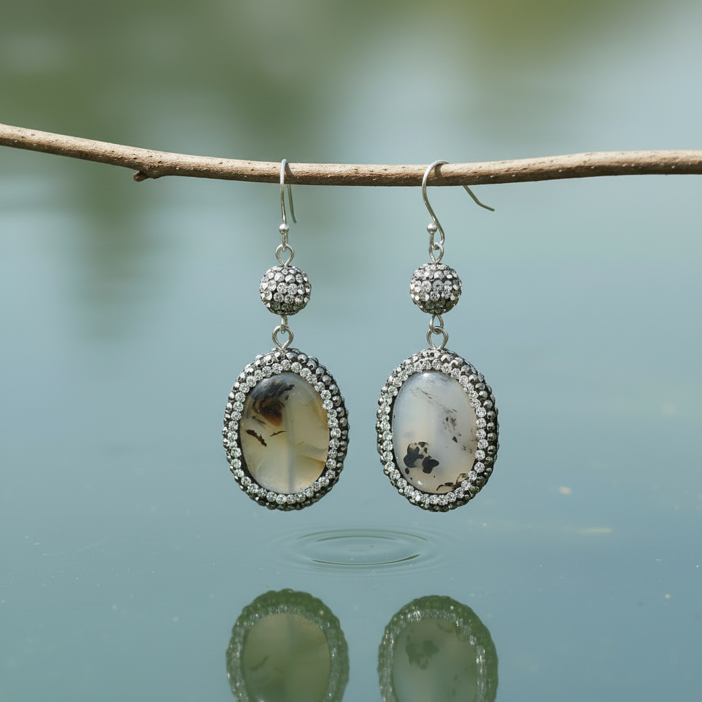 Edelstenen oorbellen Bright Nature Agate Oval close-up