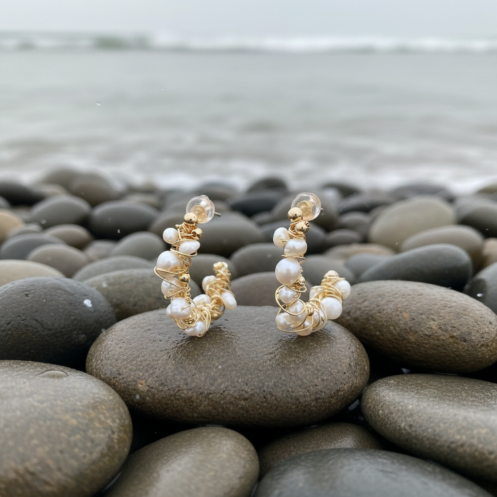 Goa oorbellen op steen