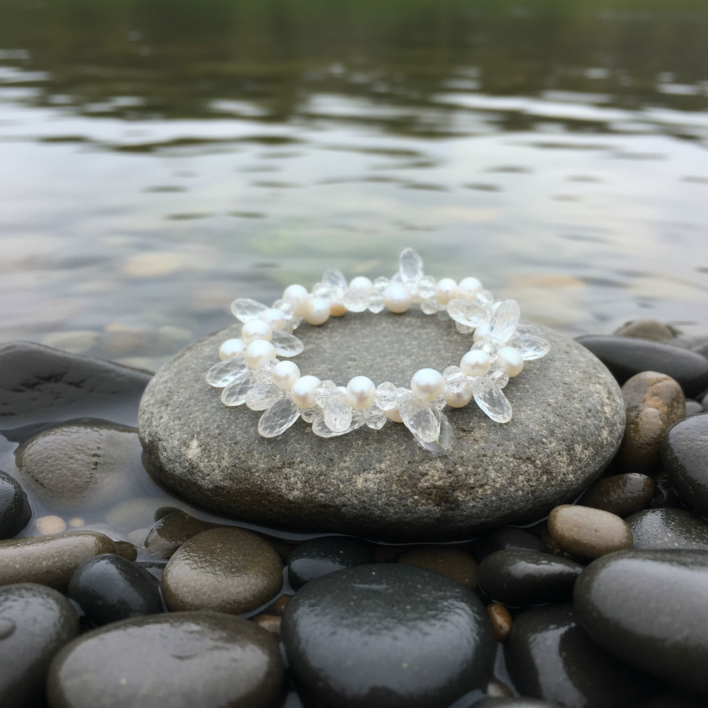 Janna armband op steen met water