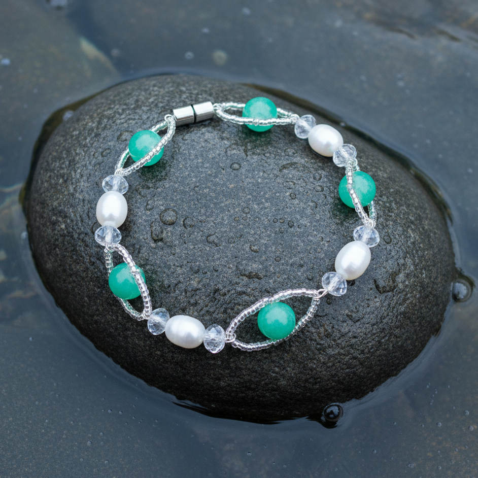 Janta armband op natte steen in water