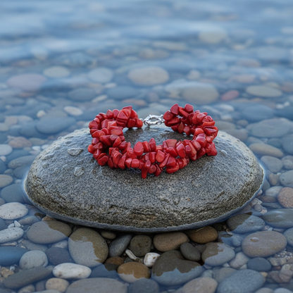 Koralen armband Twine Big Coral op realistische grijze steen