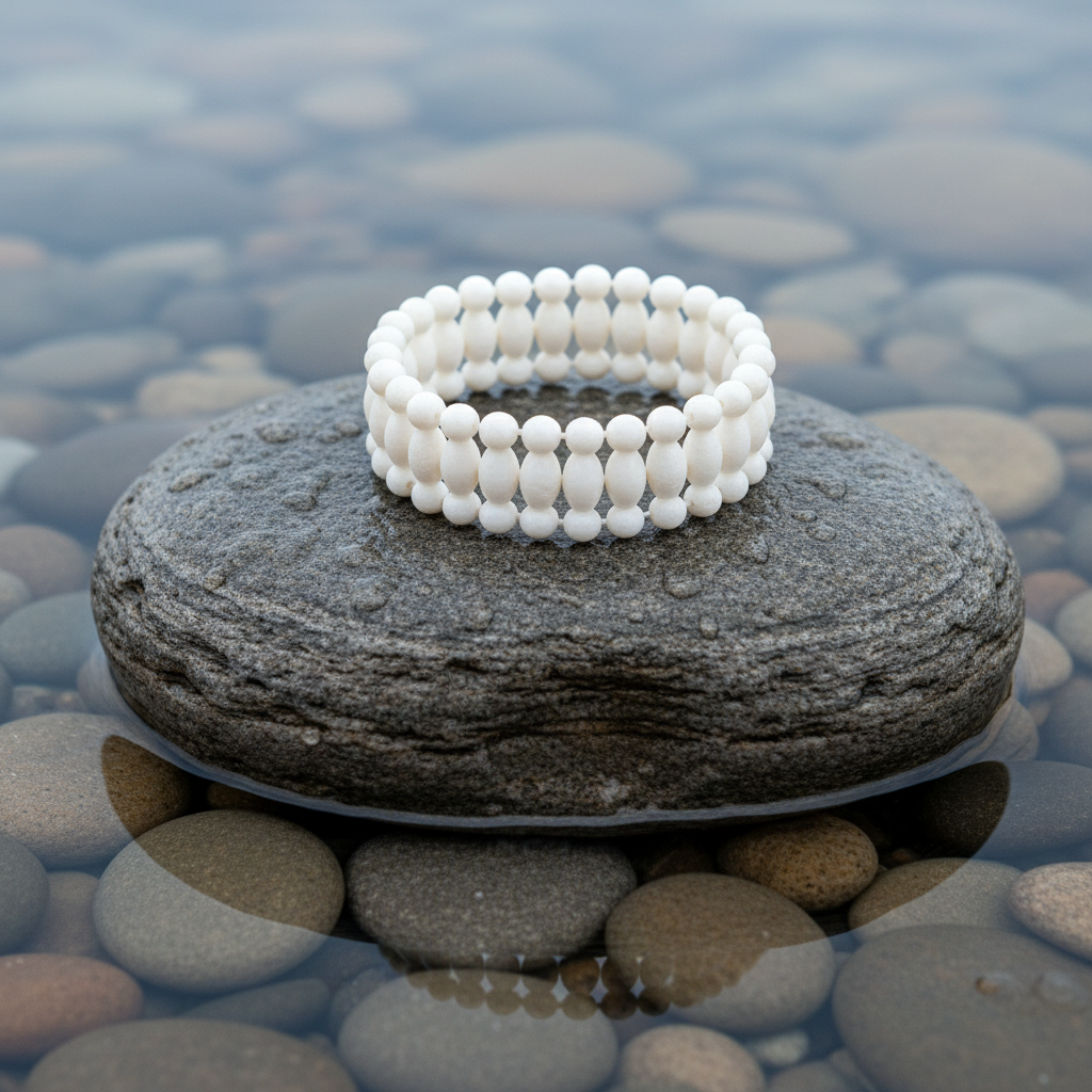 Koralen armband White Coral op realistische grijze steen - zonder zonlicht