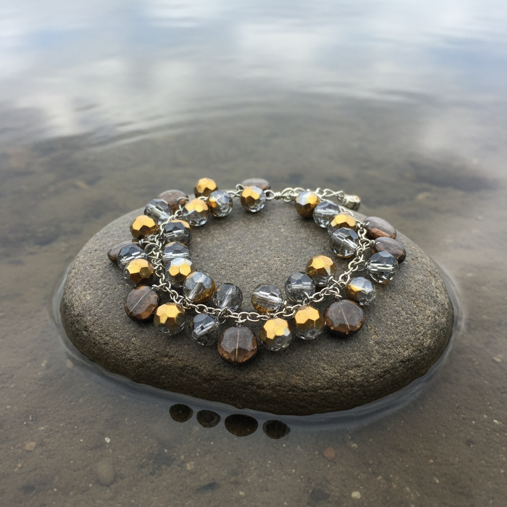 Kristallen armband Brown Shine - close-up bovenaanzicht