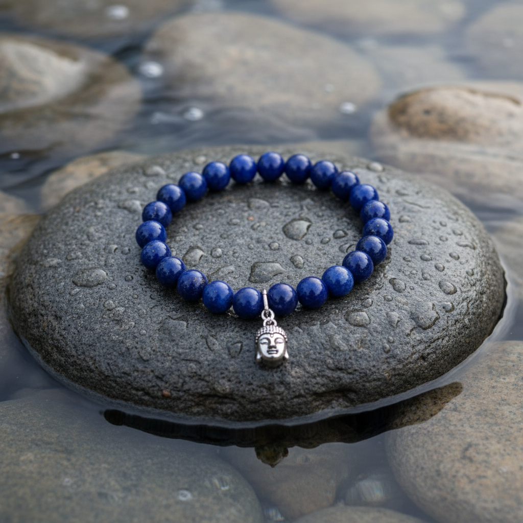 Lapis Lazuli Silver Dangling Buddha Head - ultra-realistische setting
