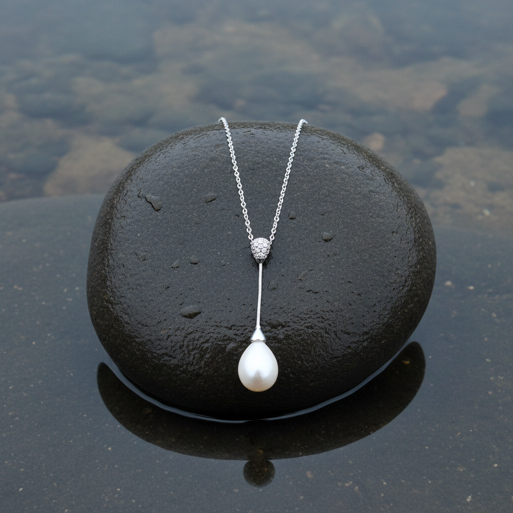 Mother of pearl parel ketting White Dangling Pearl recht