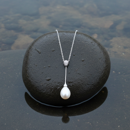 Mother of pearl parel ketting White Dangling Pearl recht