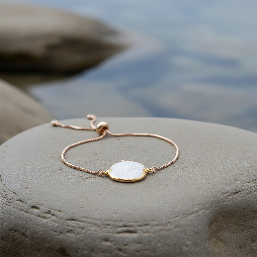 One Gold Coin Pearl Chain armband sfeerbeeld