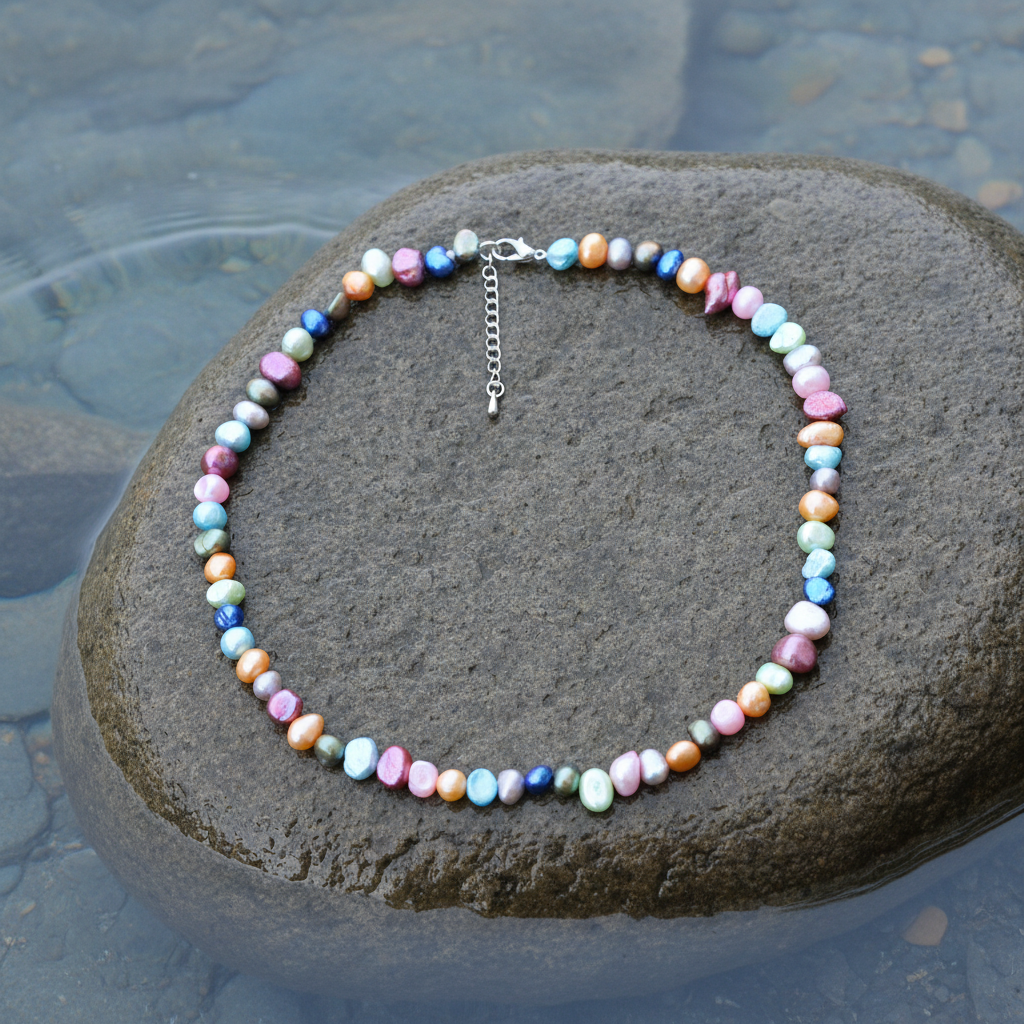 Parelketting Decorative Pink op steen