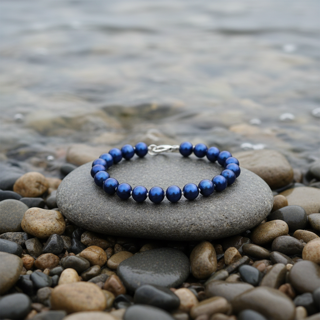 Pearl Royal Blue armband bij water