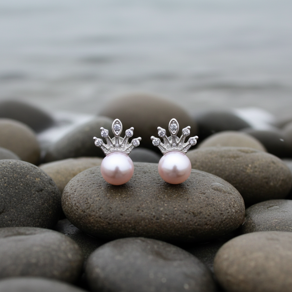 Queen Pink oorbellen op steen