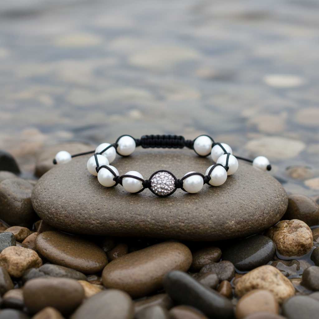 Mother of pearl parel armband Samballa Sparkling White