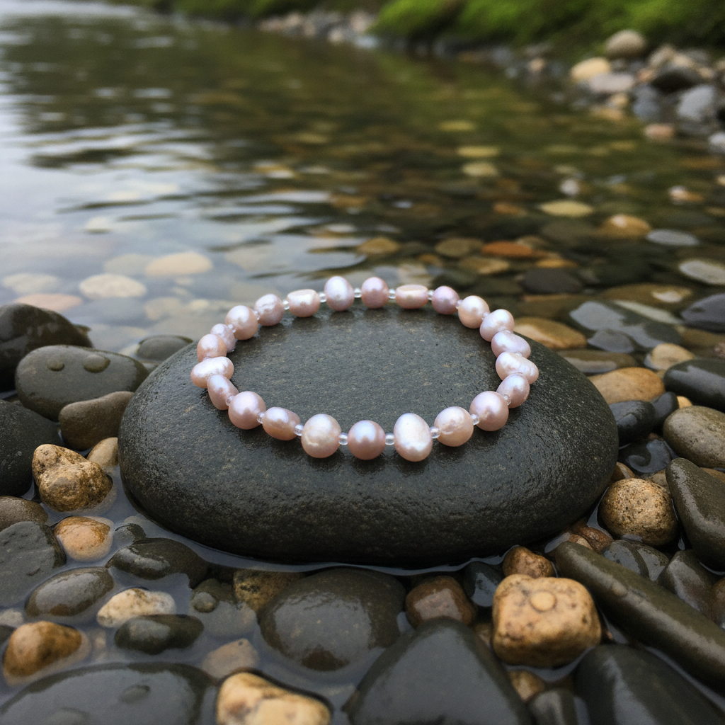 Seed Bead Pearl Purple armband bij water