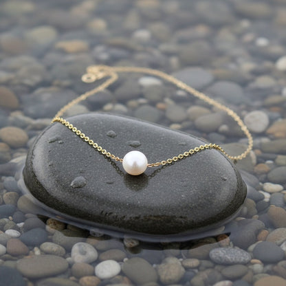 Zoetwater parelketting Single One Pearl Gold