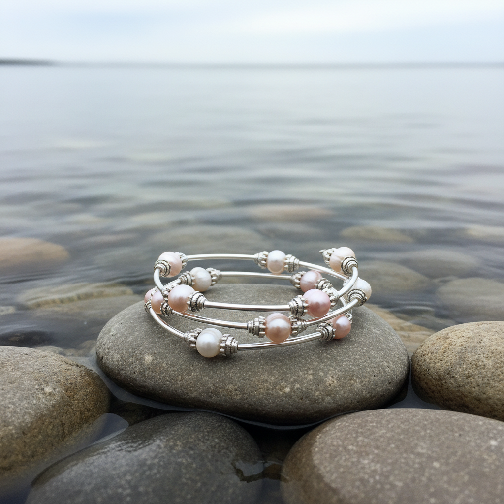 Three Loops Soft Color Pearl armband - variatie