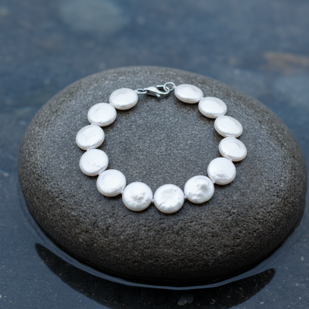 Weny armband met 13 platte ronde parels