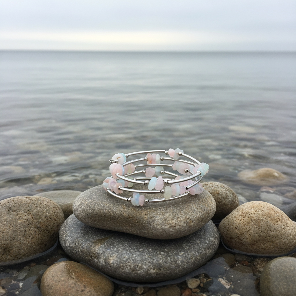 Wrap Morganite Chip armband - variatie