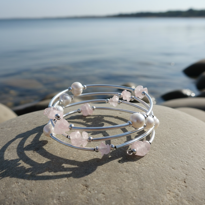 Wrap Pearl Rose Quartz armband sfeerbeeld