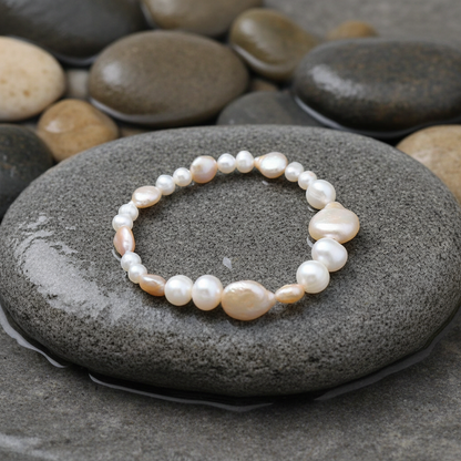 Zicoin parel armband - nieuwe poging op grijze natte steen