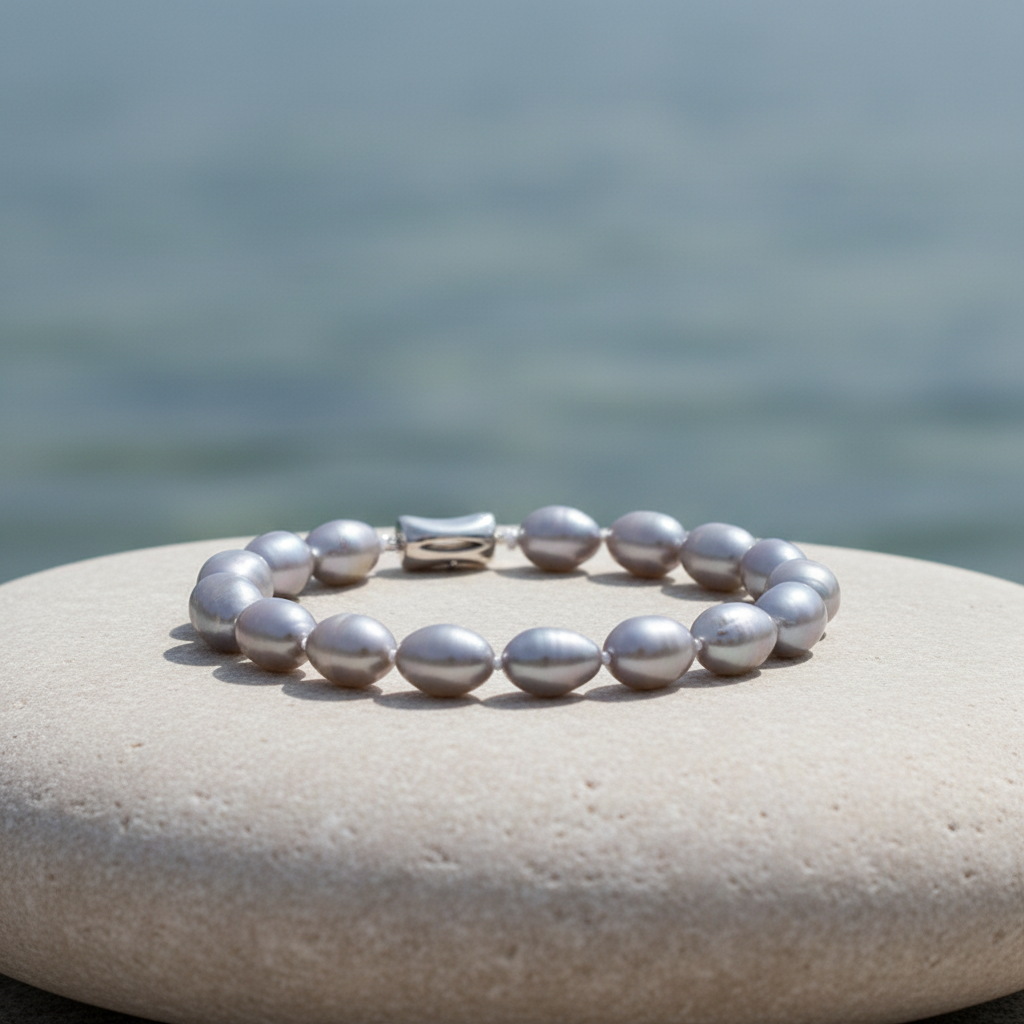 Zoetwater parel armband Grina op steen