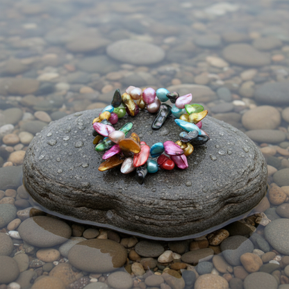 Zoetwater parel armband Samba op realistische grijze steen