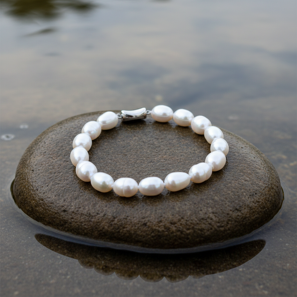 Zoetwater parel armband Wina - natuurlijke steen zonder vegetatie