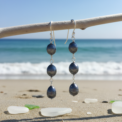 Zoetwater parel oorbellen Dessa aan takje met zee