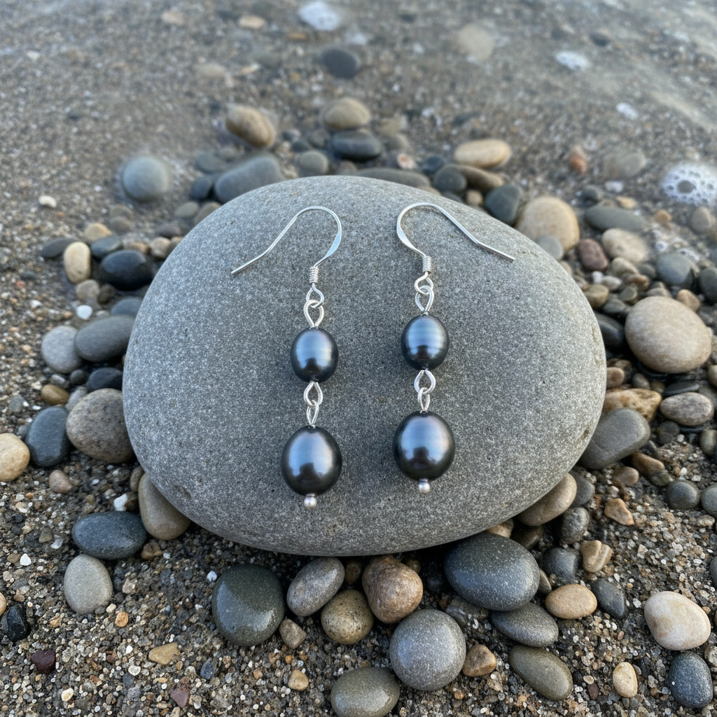 Zoetwater parel oorbellen Dorian bovenaanzicht