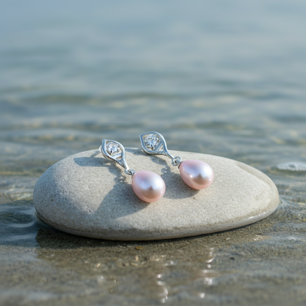 Zoetwater parel oorbellen Lepa met roze parels