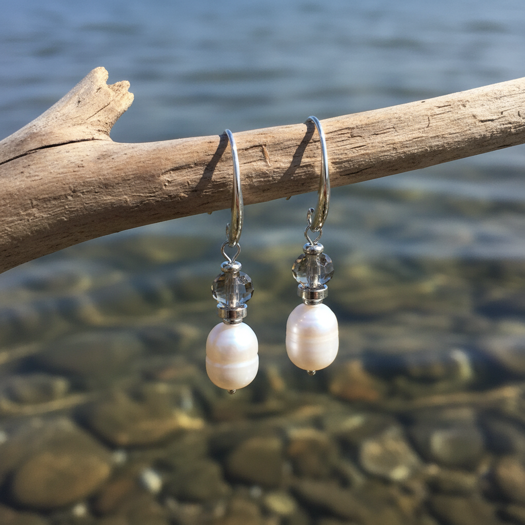 Zoetwater parel oorbellen Lola aan takje