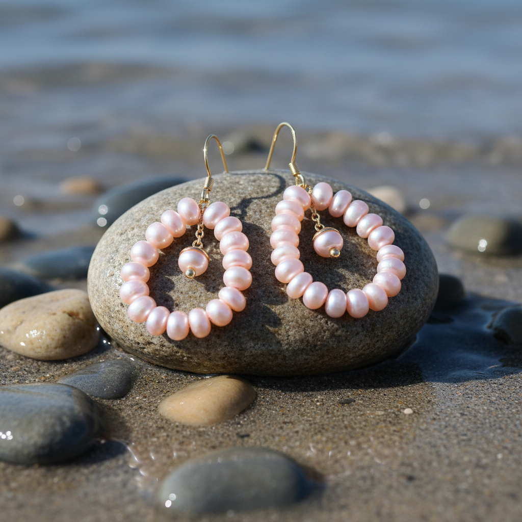 Zoetwater parel oorbellen Zuyin op steen - roze tinten