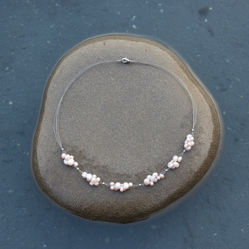 Zoetwater parelketting Sanny op grote steen