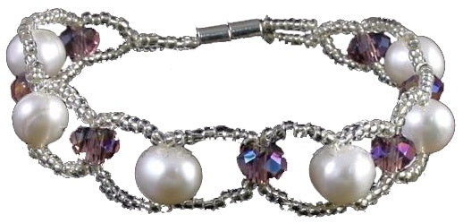 Zoetwater parel en kristallen armband Pearl Crystal Pink 8