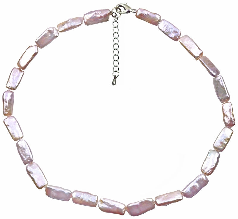 Zoetwater parelketting Pearl Rectangle Pink