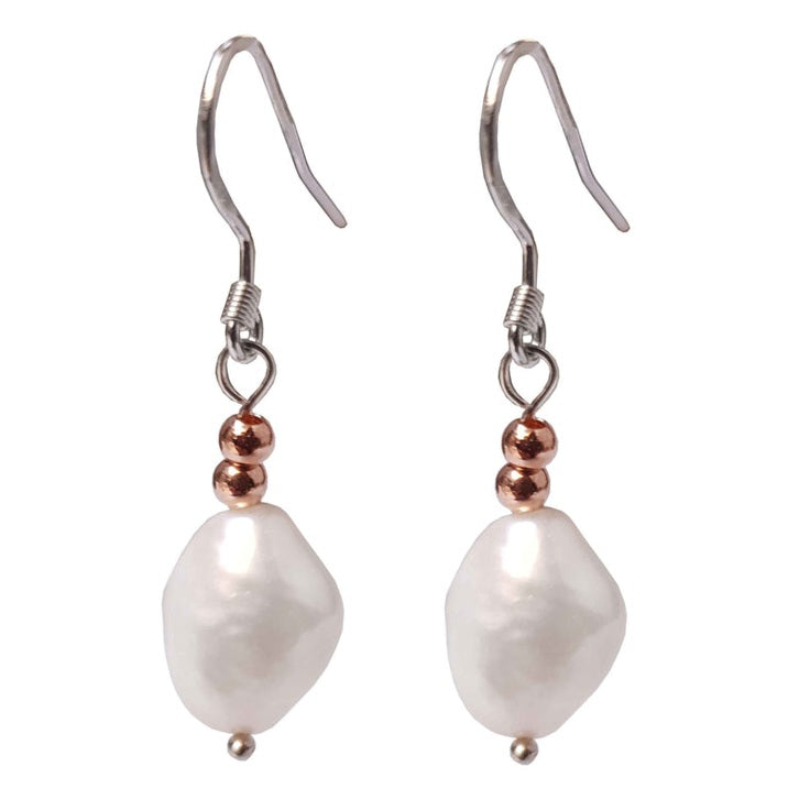 Witte zoetwater parel oorbellen met echte parels en sterling zilver (925) | Pearl Rose