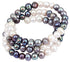 Zoetwater parel wikkel armband met witte, grijze en blauw grijze parels | Wrap White Grey Blue Pearl