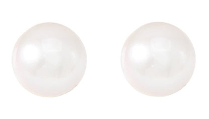 Witte zoetwater parel oorbellen, witte parel oorknopjes 10 mm, vooraanzicht | Pearl White 10 mm