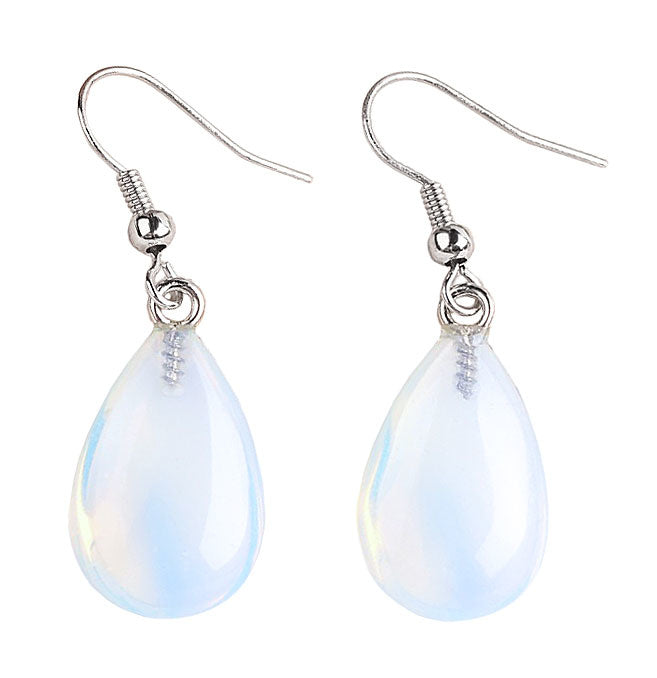 Licht blauwe edelstenen oorbellen met opaal in druppel vorm en sterling zilver (925) | Sea Opal Drop