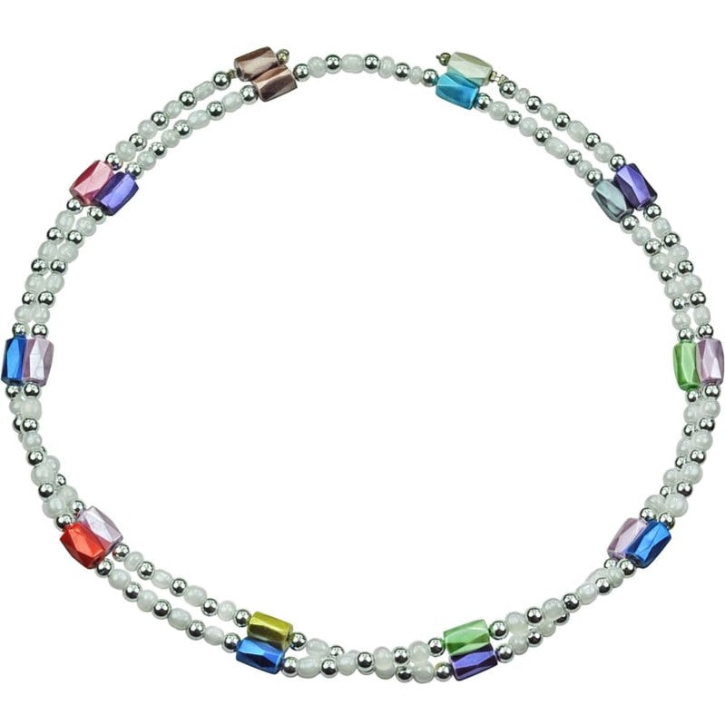 Lange edelstenen ketting met magnetiet bovenaanzicht | Color White Magnetite Wrap