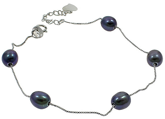 Zoetwater parel armband met zwarte parels, minimalistisch | Pearl Chain Black