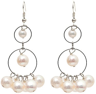 Lange witte zoetwater parel oorbellen met sterling zilver (925) | Long Style Pearl