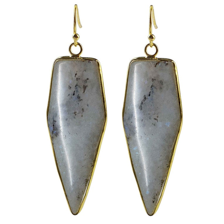 Lange edelstenen oorbellen met labradoriet en goud edelstaal | Labradorite Seta