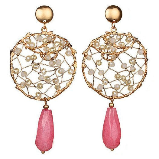 Edelstenen oorbellen met kersenkwarts in Bohemian stijl | Natasja