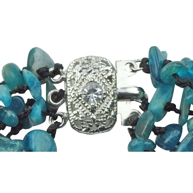 Slotje van blauw groen edelstenen armband in 5 rijen | Tropical Sea