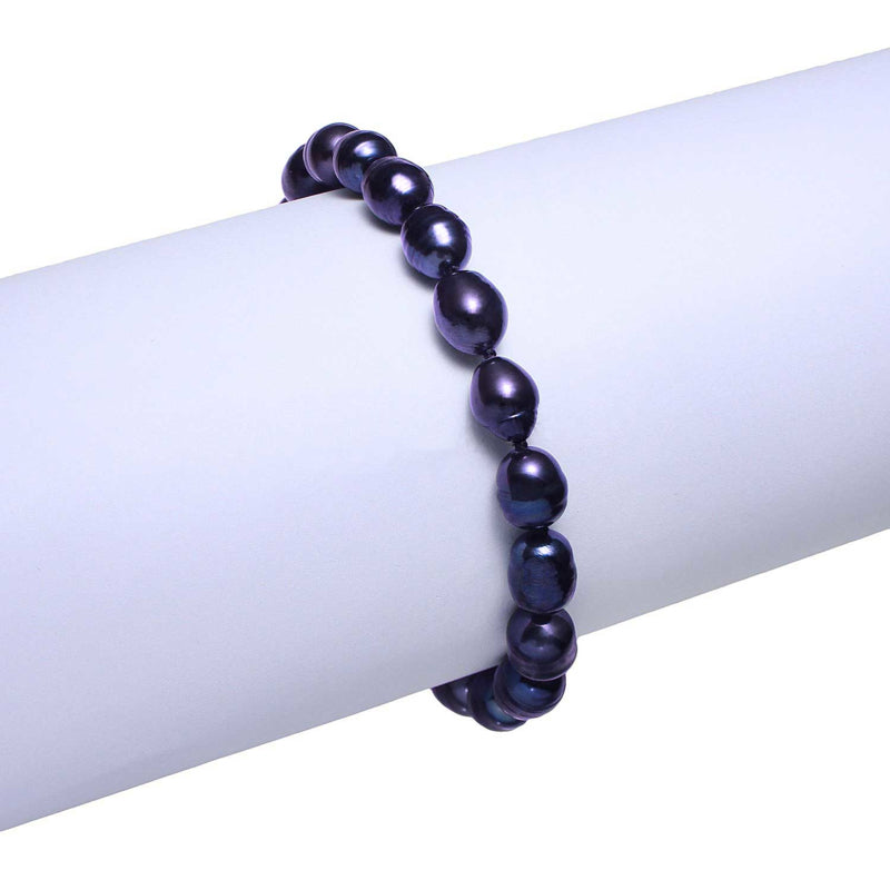 Zoetwater parel armband met zwart blauwe parels op display | Lita