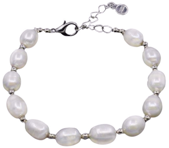 Zoetwaterparel armband Pearl Silver
