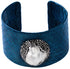 Zoetwater parel armband met witte parel, stras steentjes en blauw leer | Bright One Big Pearl Blue Leather